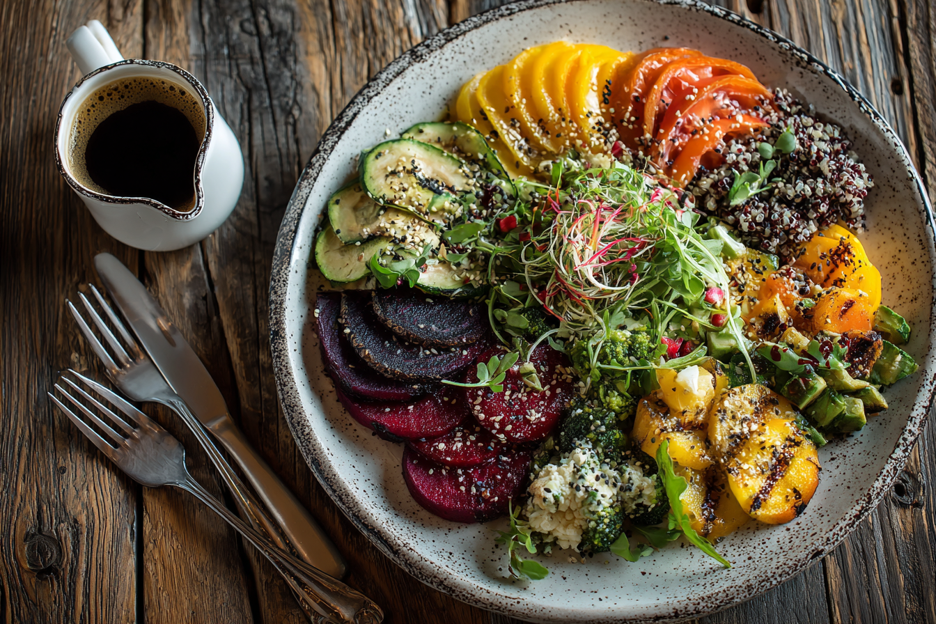 Разнообразна здравословна храна, красиво сервирана